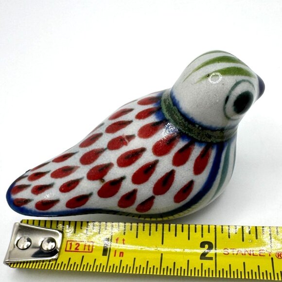 Tonala Mexico 2Pc Mini Birds Hand Painted Art Pottery Figurine Signed Decor Vtg - Picture 8 of 15